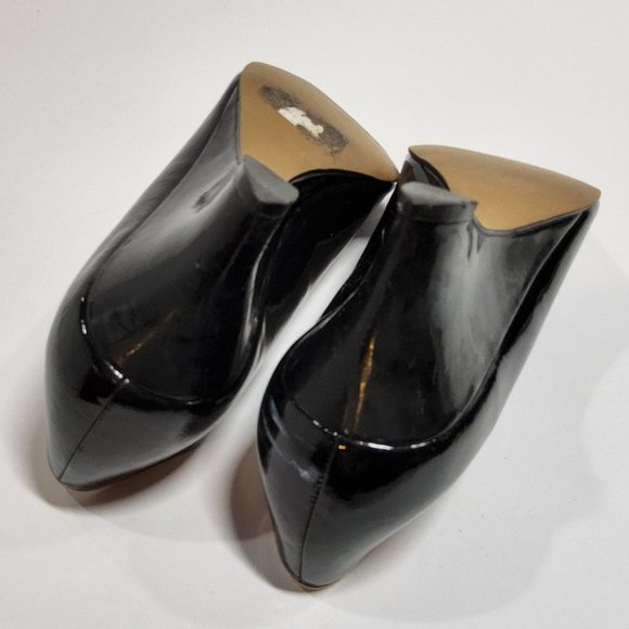Etienne Aigner patent leather wedges open toe black and white Size 8 - Picture 6 of 7